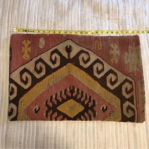 Turkish woven rug pillowcase w blue tie dye backing